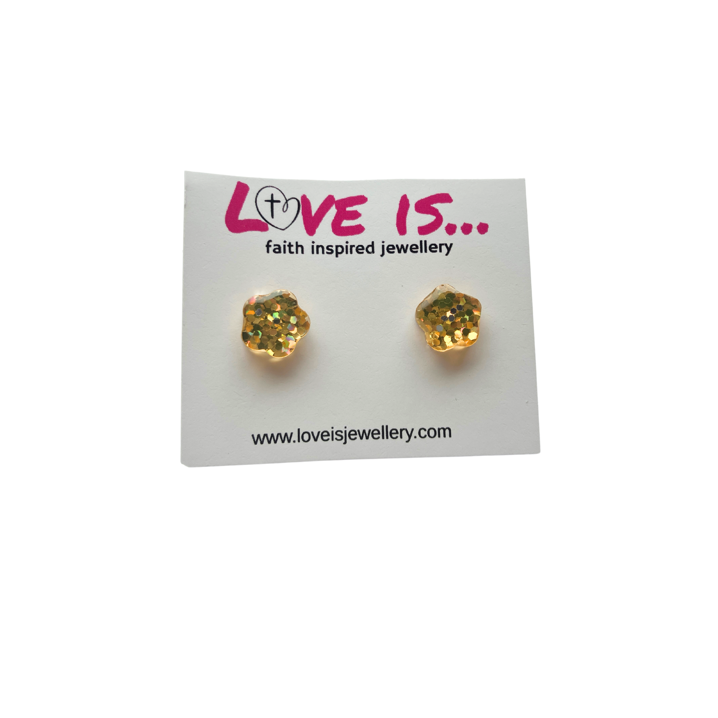 COLOURš - golden yellow sparkle stud