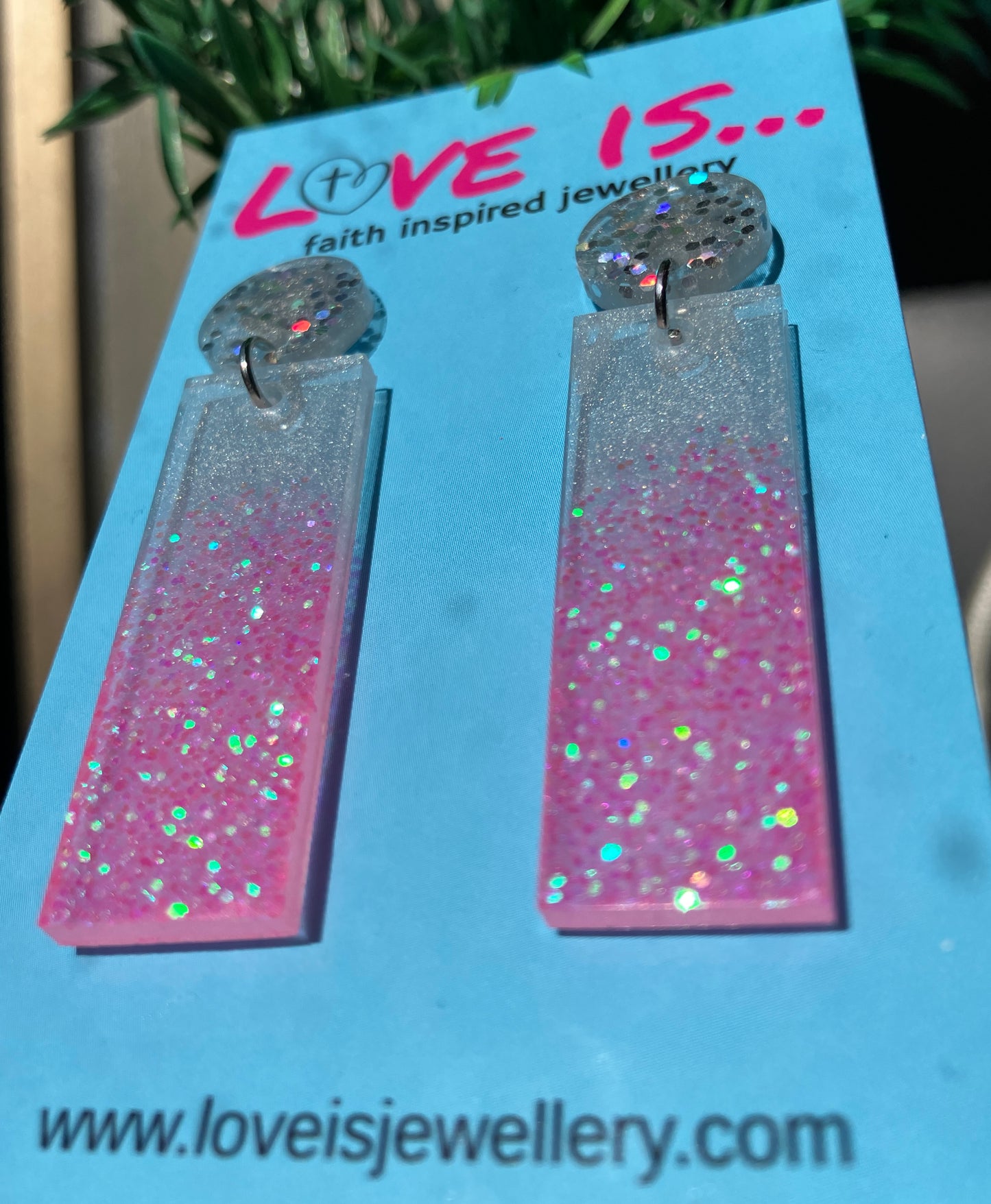 Sparkle - Silver and Pink long drops