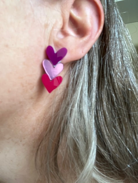 Heart seeker - three heart earring