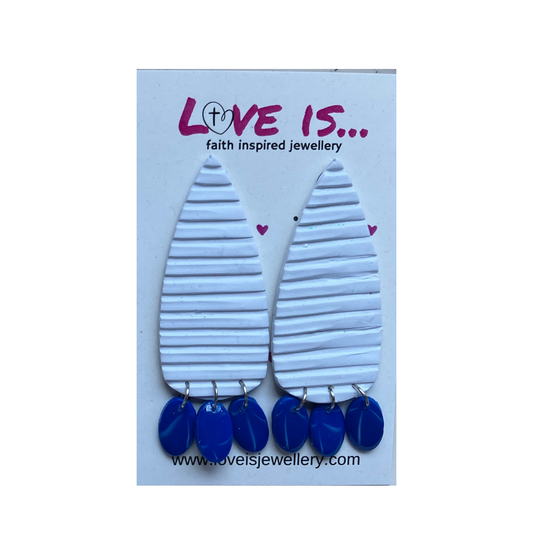 COLOUR🌈 - textured long drops with blue dangles