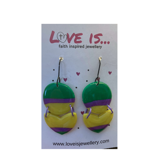 COLOUR🌈 - Green/purple/yellow flower dangles