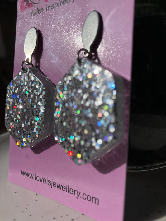 Sparkle - silver glitter hex