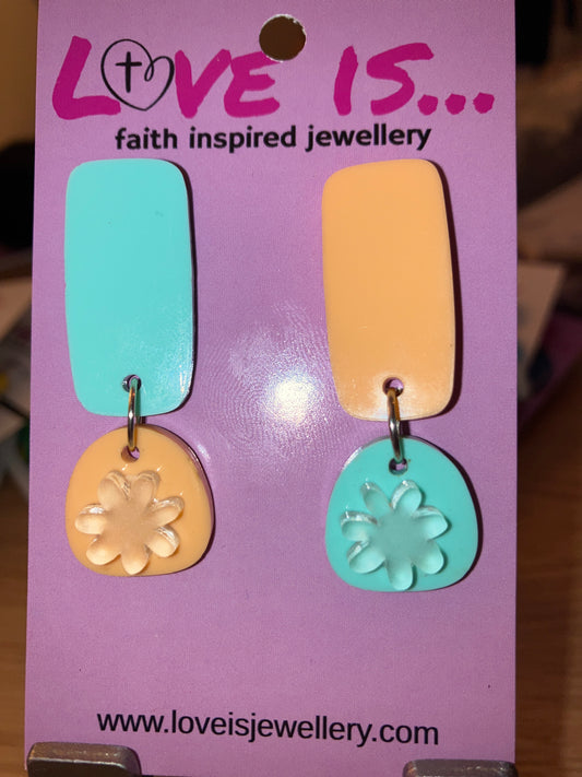 Spring - Orange / green mismatch long drops
