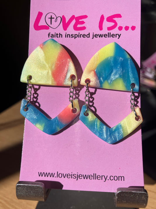 Purity - multicoloured shimmer shield dangles